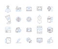 Freelance and professions outline icons collection. Freelance, professions, contractor, freelancer, entrepreneur, job