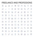 Freelance and professions outline icons collection. Freelance, professions, contractor, freelancer, entrepreneur, job