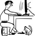 Freelance programmer working comic illustration