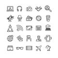 Freelance Signs Black Thin Line Icon Set. Vector