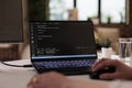 Asian web developer using terminal window Royalty Free Stock Photo
