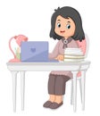 Freelance woman working on laptop at her house