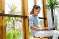 Freelance Work. Freelancer Woman Working On Laptop Computer. Business Royalty Free Stock Photo