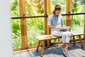 Freelance Work. Freelancer Woman Working On Laptop Computer. Business Royalty Free Stock Photo