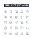 Freelance and work line icons collection. Independent, Contractual, Part-time, Project-based, Temporarily employed, Self