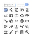 Freelance work linear icons set