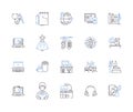 Freelance and work outline icons collection. Freelance, work, freelancer, job, remote, independent, self-employed vector