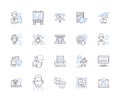 Freelance and work outline icons collection. Freelance, work, freelancer, job, remote, independent, self-employed vector