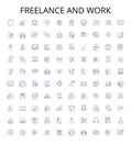 Freelance and work outline icons collection. Freelance, work, freelancer, job, remote, independent, self-employed vector