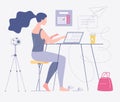 A freelance woman works in a comfortable environment. Royalty Free Stock Photo