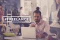 Freelance worker using laptop Royalty Free Stock Photo