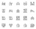 Freelance working line icons set