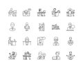 Freelance writer line icons, signs, vector set, outline illustration concept Royalty Free Stock Photo