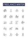Freelance writer line vector icons and signs. Writer, Editorial, Remote, Content, Ghost, Journalist, Creative