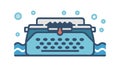 Freelance Writing: Typewriter Floating on Creative Waves, vector design Generative AI Royalty Free Stock Photo