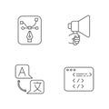 Freelancer attributes pixel perfect linear icons set Royalty Free Stock Photo