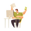 Freelancer Cartoon Illustration