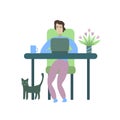 Freelancer girl and cat