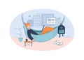 Freelancer in hammock semi flat vector illustration Royalty Free Stock Photo