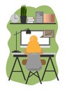 Freelancer home workplace.Vector flat illustration.
