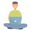 Freelancer laptop icon cartoon vector. Work online