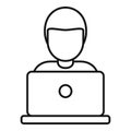 Freelancer laptop icon, outline style