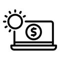 Freelancer laptop icon outline vector. Earn wallet