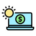 Freelancer laptop icon vector flat