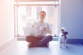 Freelancer man using laptop computer and cup of coffee Royalty Free Stock Photo