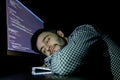 Freelancer programmer falling his face down taking a nap