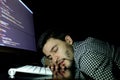 Freelancer programmer falling his face down taking a nap