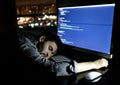 Freelancer programmer falling his face down taking a nap
