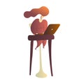 Freelancer Woman Working by Computer on Table. Successful Female Character Sitting on High Chair or Stool. Young Calm Freelance