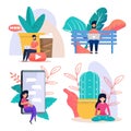 Freelancer Work and Rest Flat Cartoon Metaphor Set