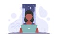 Freelancer working at night at home. Woman has too much work. Freelance, student or remote worker concept. Flat style vector