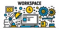 Freelancer workspace banner, outline style