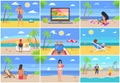 Freelancers at Work Seaside Vector Illustration Royalty Free Stock Photo