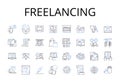 Freelancing line icons collection. Self-employment, Independent work, Outsourcing, Work from home, Remote work, Side