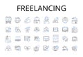 Freelancing line icons collection. Self-employment, Independent work, Outsourcing, Work from home, Remote work, Side