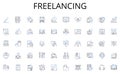 Freelancing line icons collection. Property, Acreage, Investment, Development, Landscaping, Natural, Rural vector and