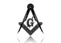 Freemasonry emblem - the masonic square and compass symbol. All seeing eye of god in sacred geometry triangle, masonry icon