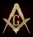 Freemasonry golden medal square & compass