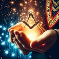 Freemasons symbol glowing hands emblem spiritual Royalty Free Stock Photo