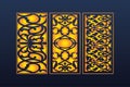 Elegant Decorative Scrollwork Panels Intricate Abstract Ornaments for Modern and Traditional Design, CNC Cut Royalty Free Stock Photo