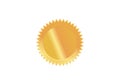 Gold badges seal quality labels. Sale medal badge premium stamp golden genuine emblem Royalty Free Stock Photo