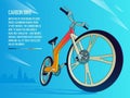 Freeride downhill bike on city background. Two-wheeled ÃÂarbon bicycle. Line vector illustration with trend gradients