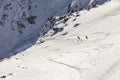 Freeride heliboarding in Veysonnaz in Alps resort Les 4 Vallees Switzerland Royalty Free Stock Photo