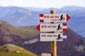 Freeride in mountains, route signs Royalty Free Stock Photo