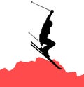 Freeride skier jumping