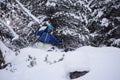 Freeride skier skiing in deep powder snow Royalty Free Stock Photo